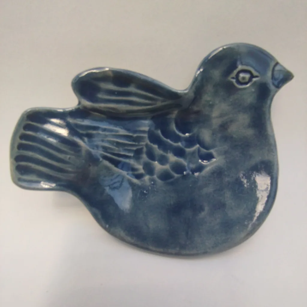 Coupelle oiseau bleu-gris